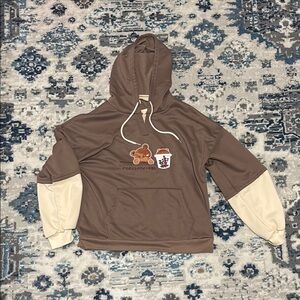 Cozy Brown and Cream Pullover Sweater with Hood